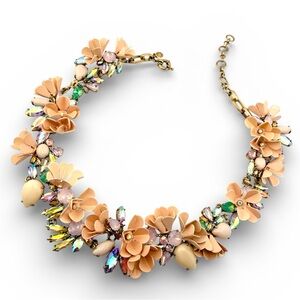 Rare J. Crew Mardi Gras Peach and Multicolor Floral Necklace